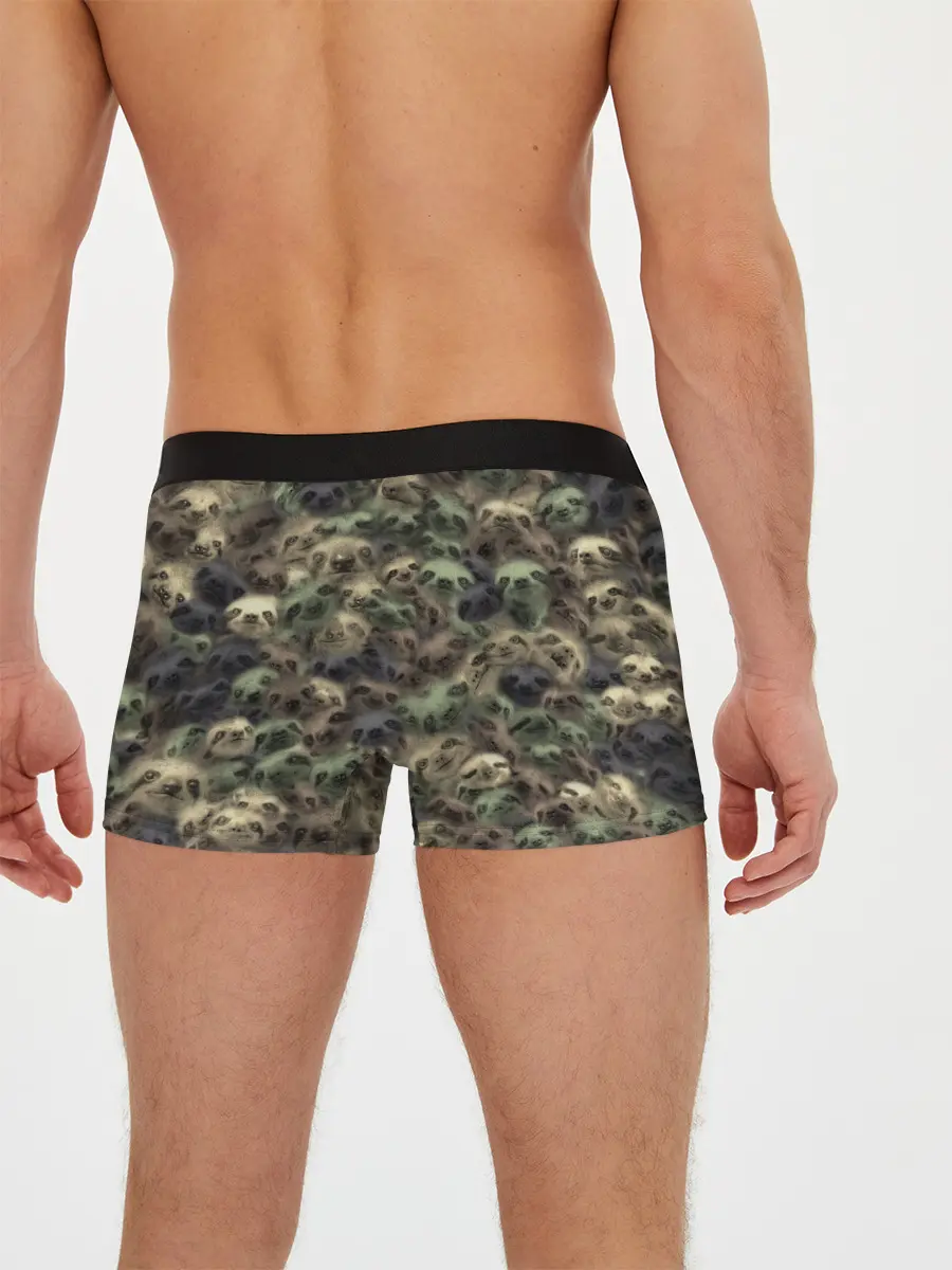 Мужские трусы боксеры / Камуфляж с ленивцами