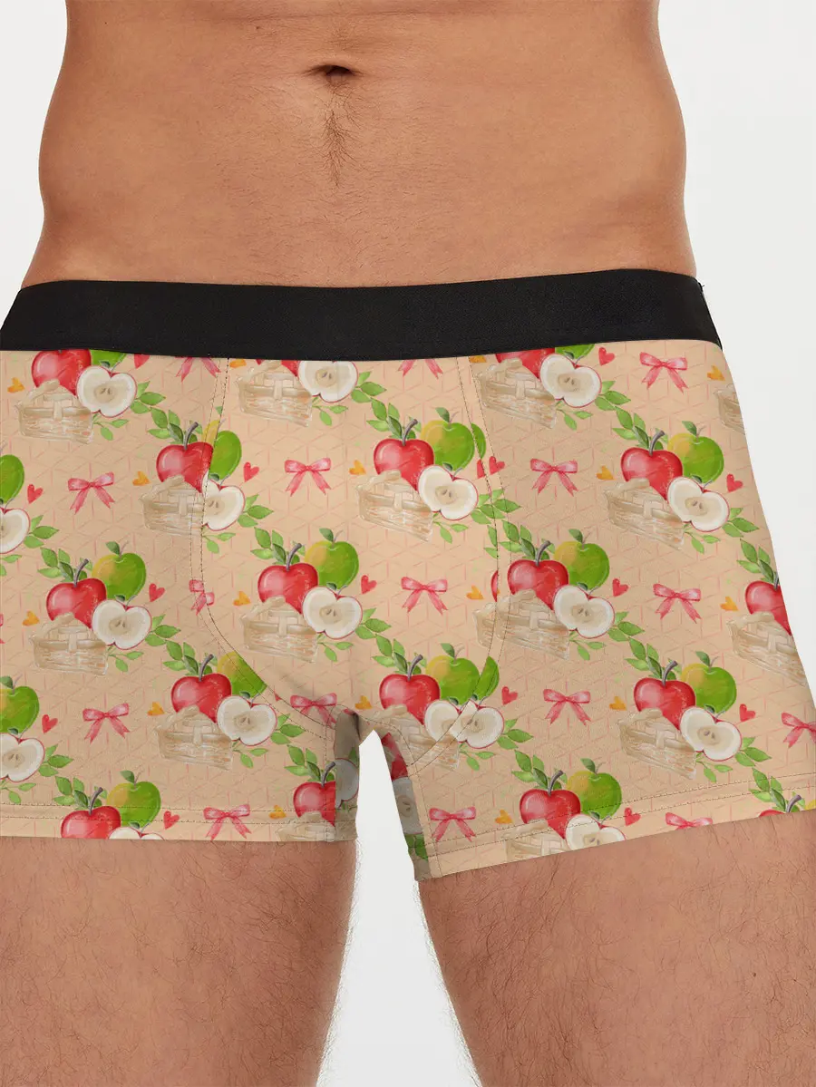 Мужские трусы боксеры / Яблоки паттерн