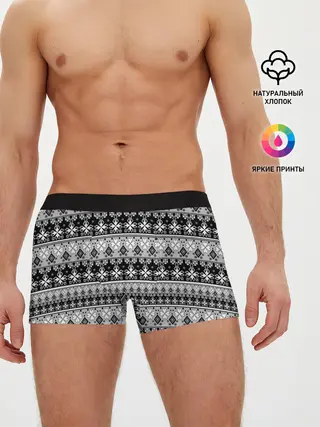 Мужские трусы боксеры / Черно-белый орнамент