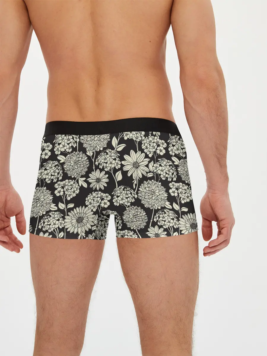 Мужские трусы боксеры / Белые цветы