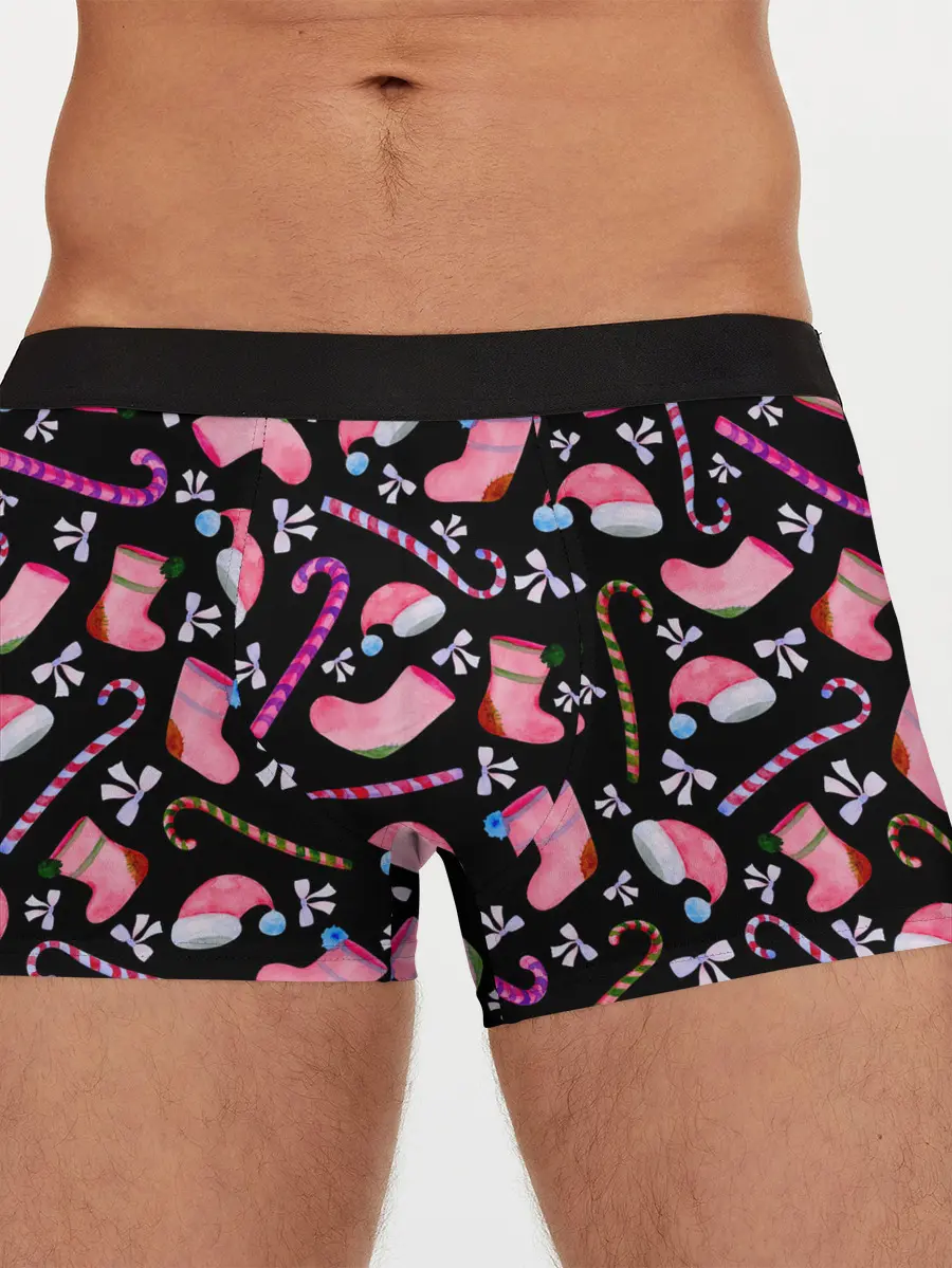 Мужские трусы боксеры / Новогодняя ночь, акварельный узор