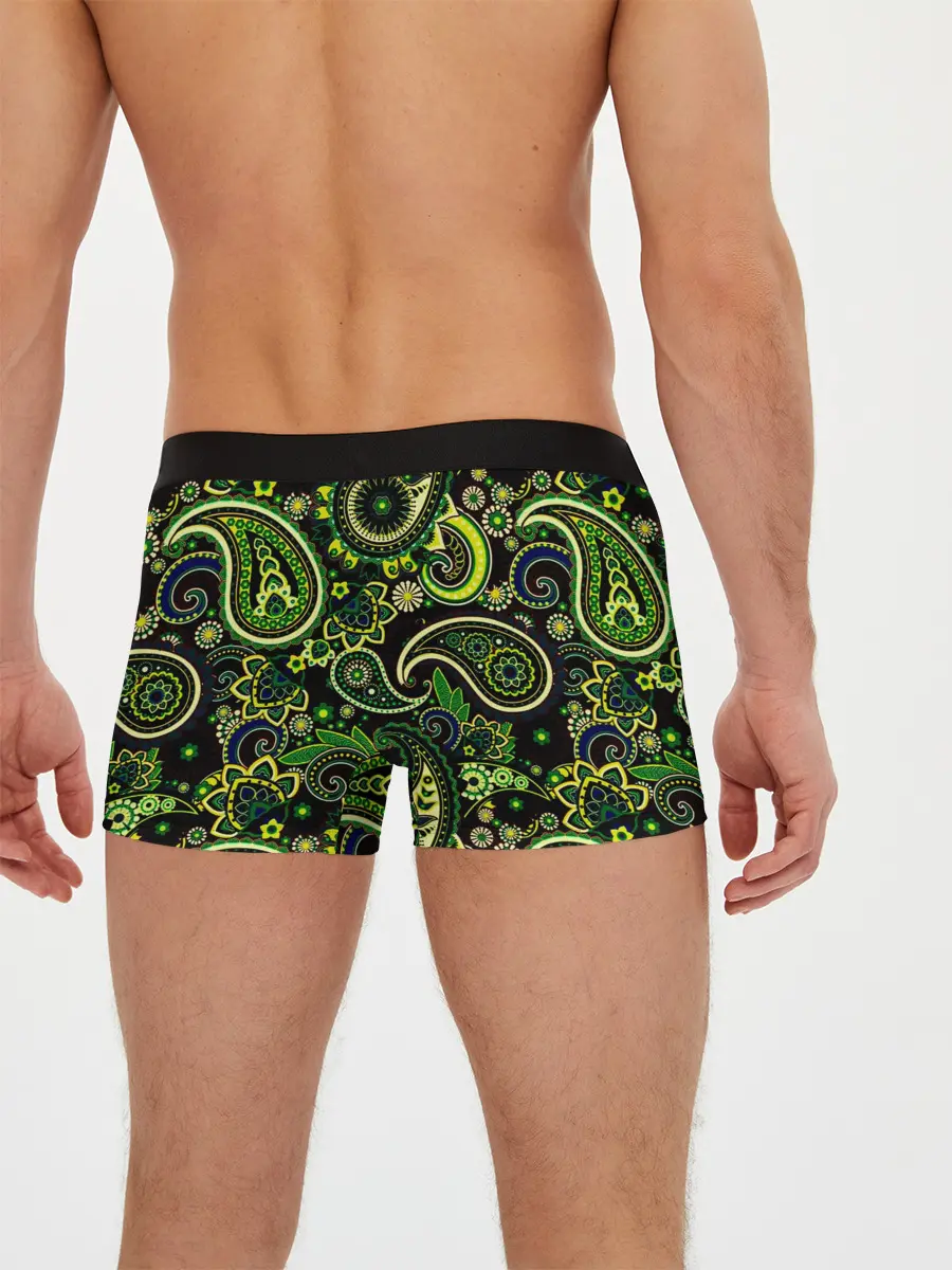 Мужские трусы боксеры / Ярко зеленые славянские узоры
