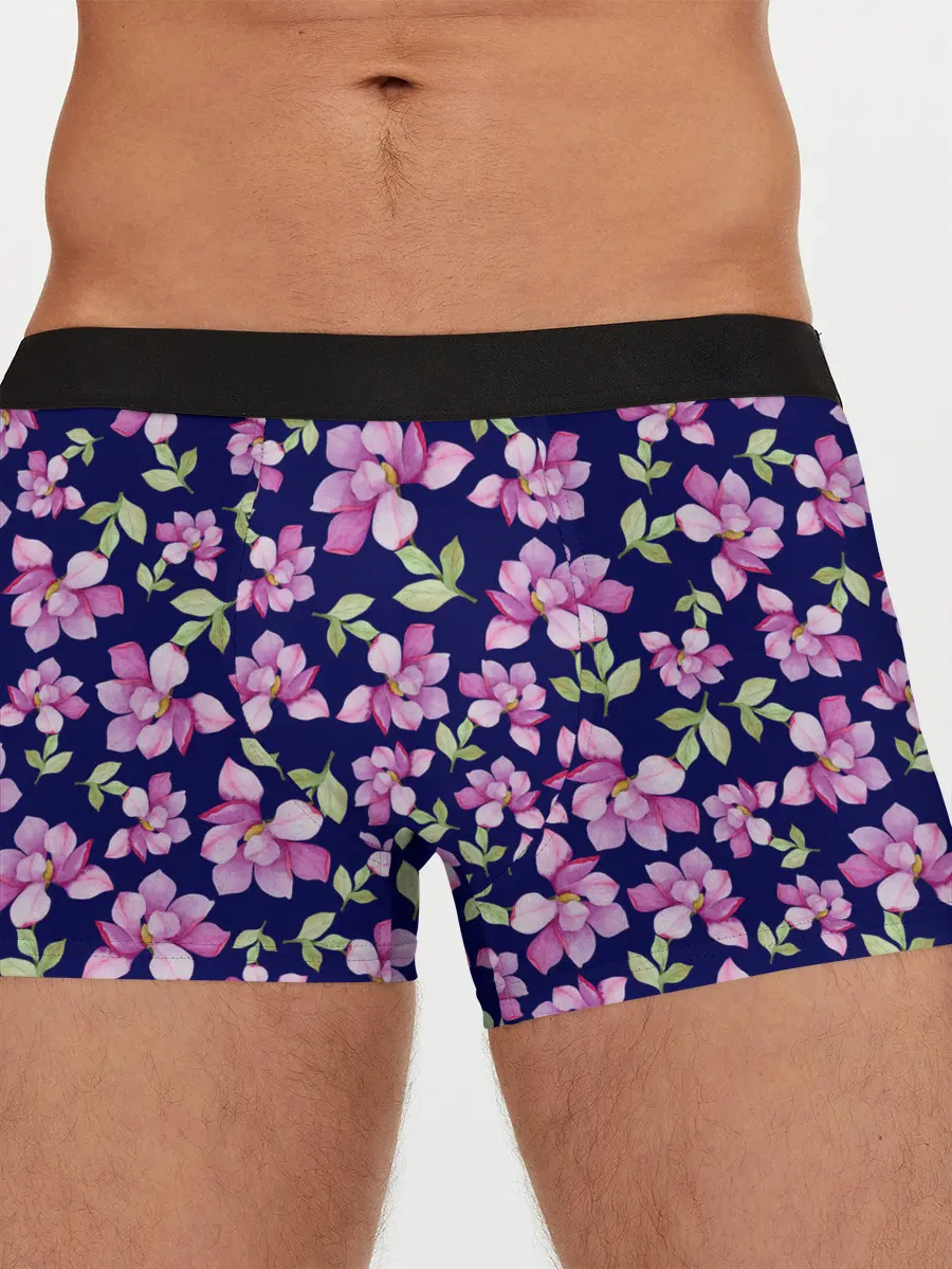Мужские трусы боксеры / Акварельные цветы Магнолии