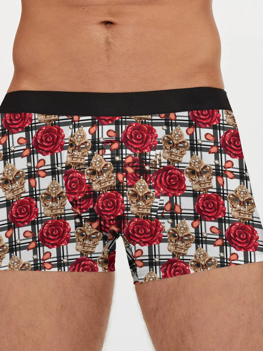 Мужские трусы боксеры / Розы в клеточку