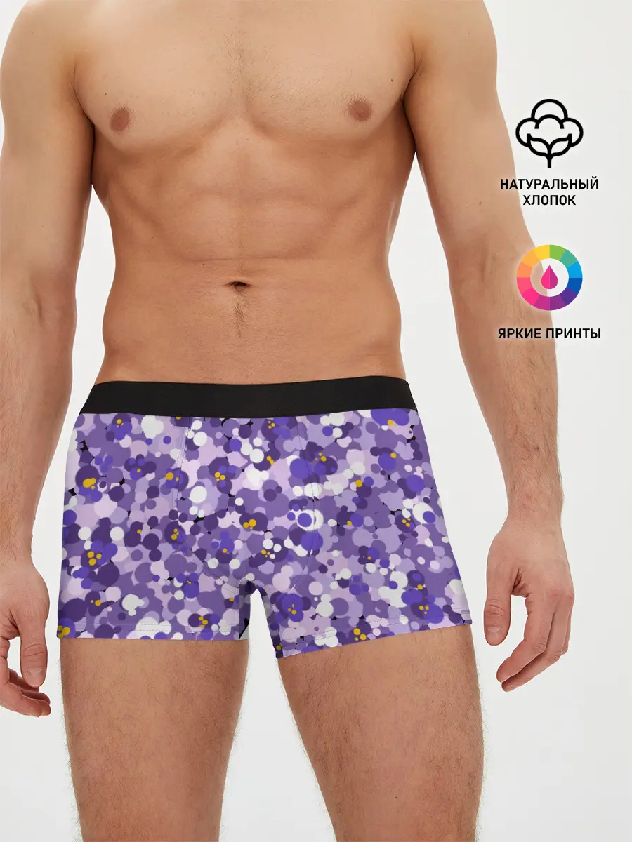 Мужские трусы боксеры / Анютины глазки узор