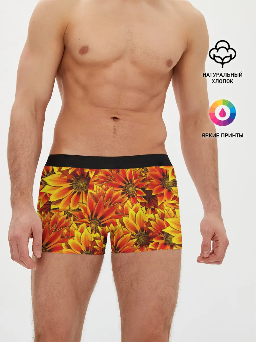 Мужские трусы боксеры / ЦВЕТОЧНЫЙ ОРНАМЕНТ