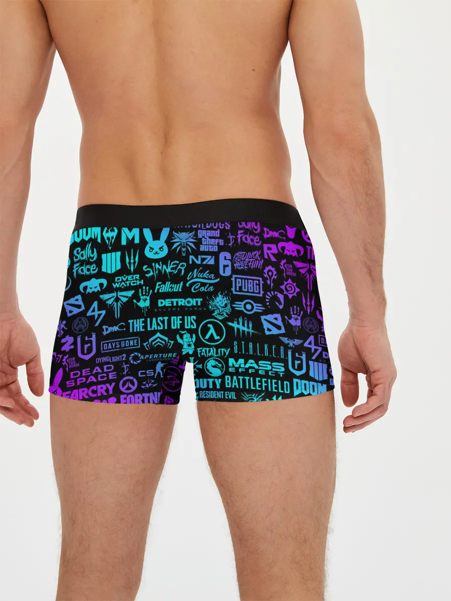 Мужские трусы боксеры / ЛОГОТИПЫ ИГР НЕОН / NEON GAMES LOGO