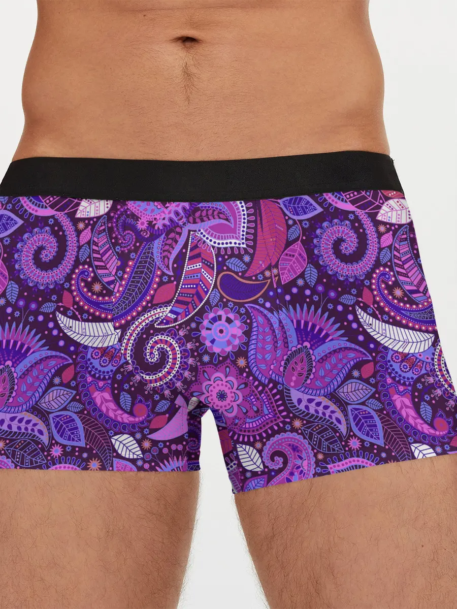 Мужские трусы боксеры / фиолетовый этнический дудлинг
