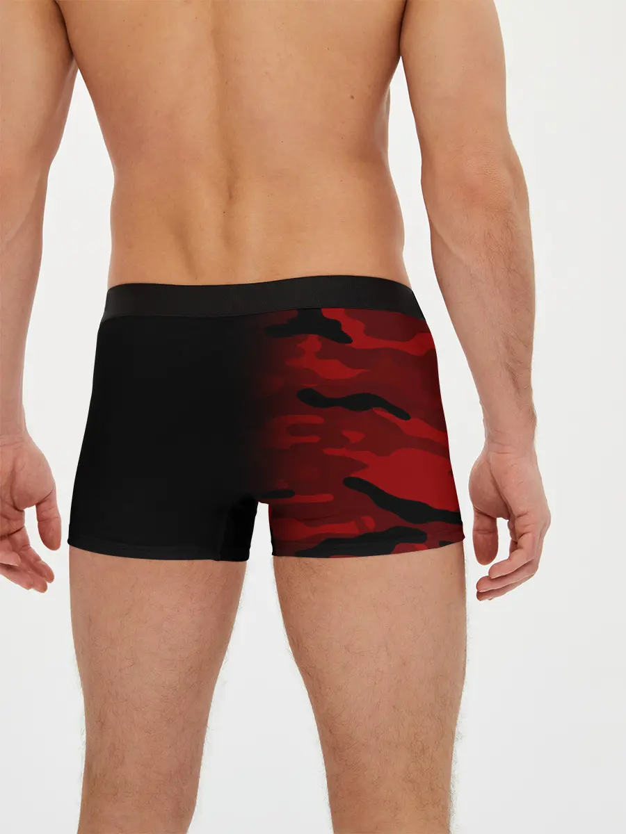 Мужские трусы боксеры / RED BLACK MILITARY CAMO | КРАСНЫЙ КАМУФЛЯЖ