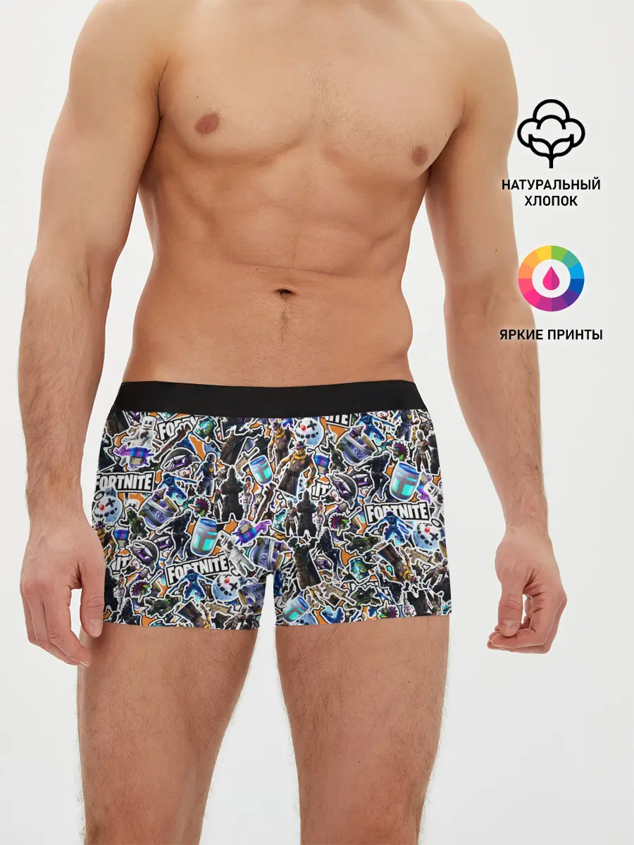 Мужские трусы боксеры / Fortnite Sticker Bombing