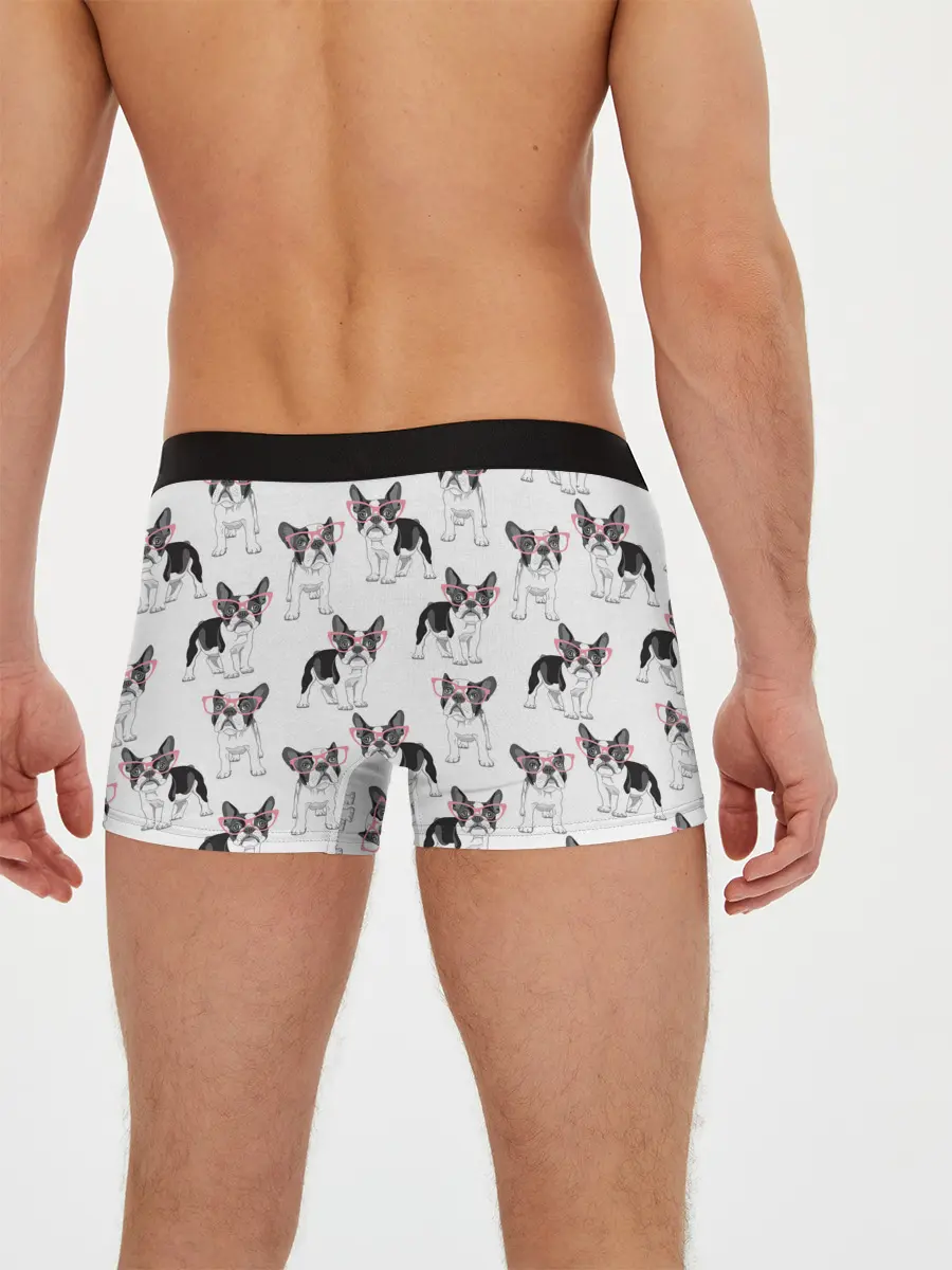 Мужские трусы боксеры / Французские бульдоги в очках
