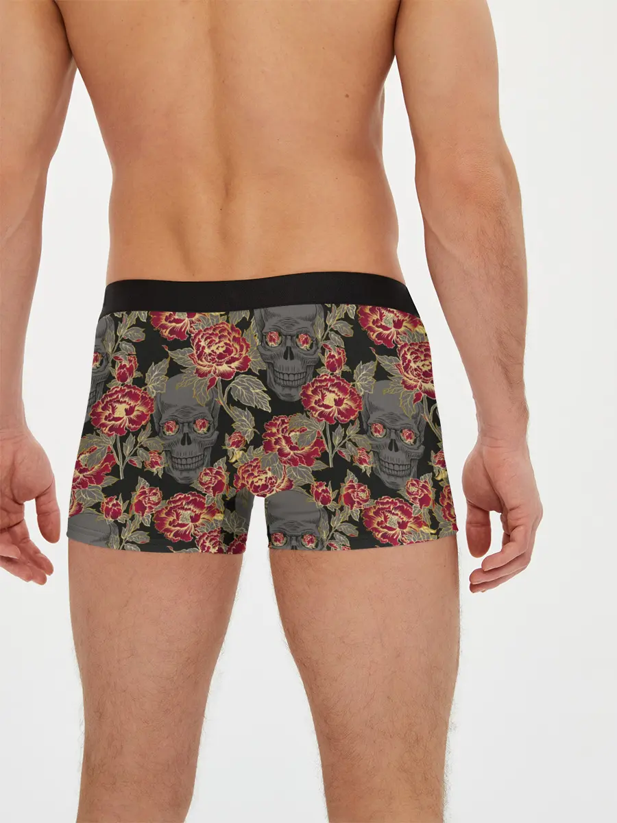 Мужские трусы боксеры / Черепа и розы