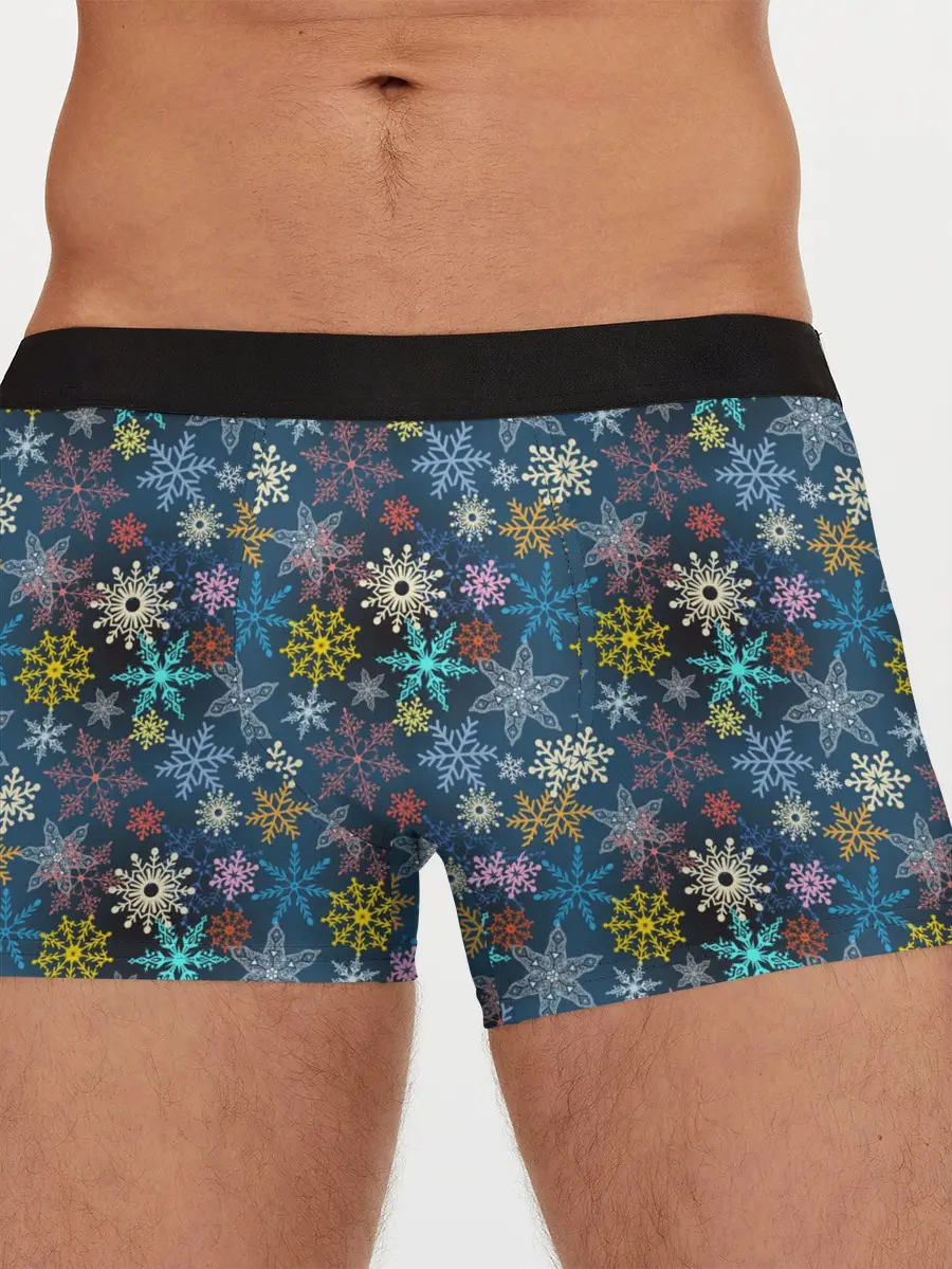 Мужские трусы боксеры / Красочные Снежинки