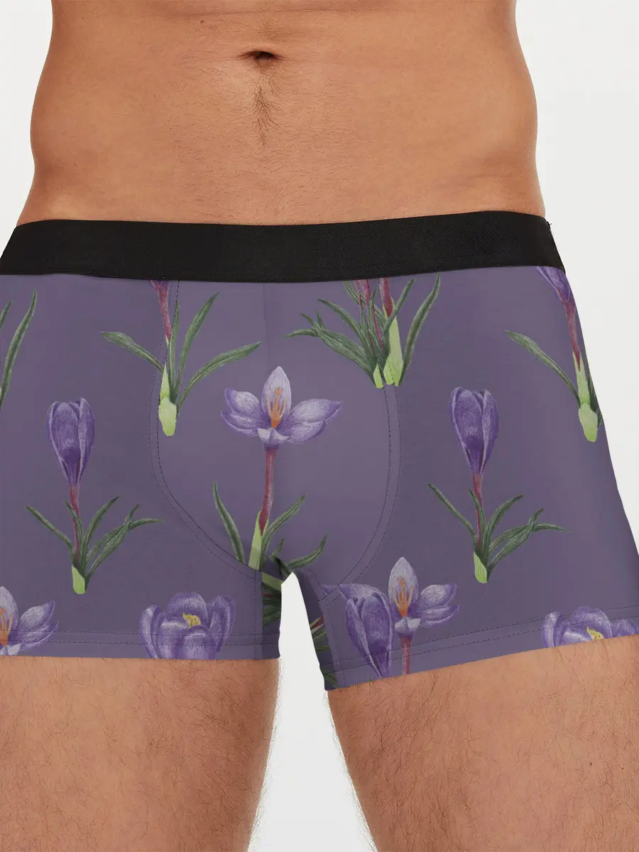 Мужские трусы боксеры / Цветы шафрана на фиолетовом