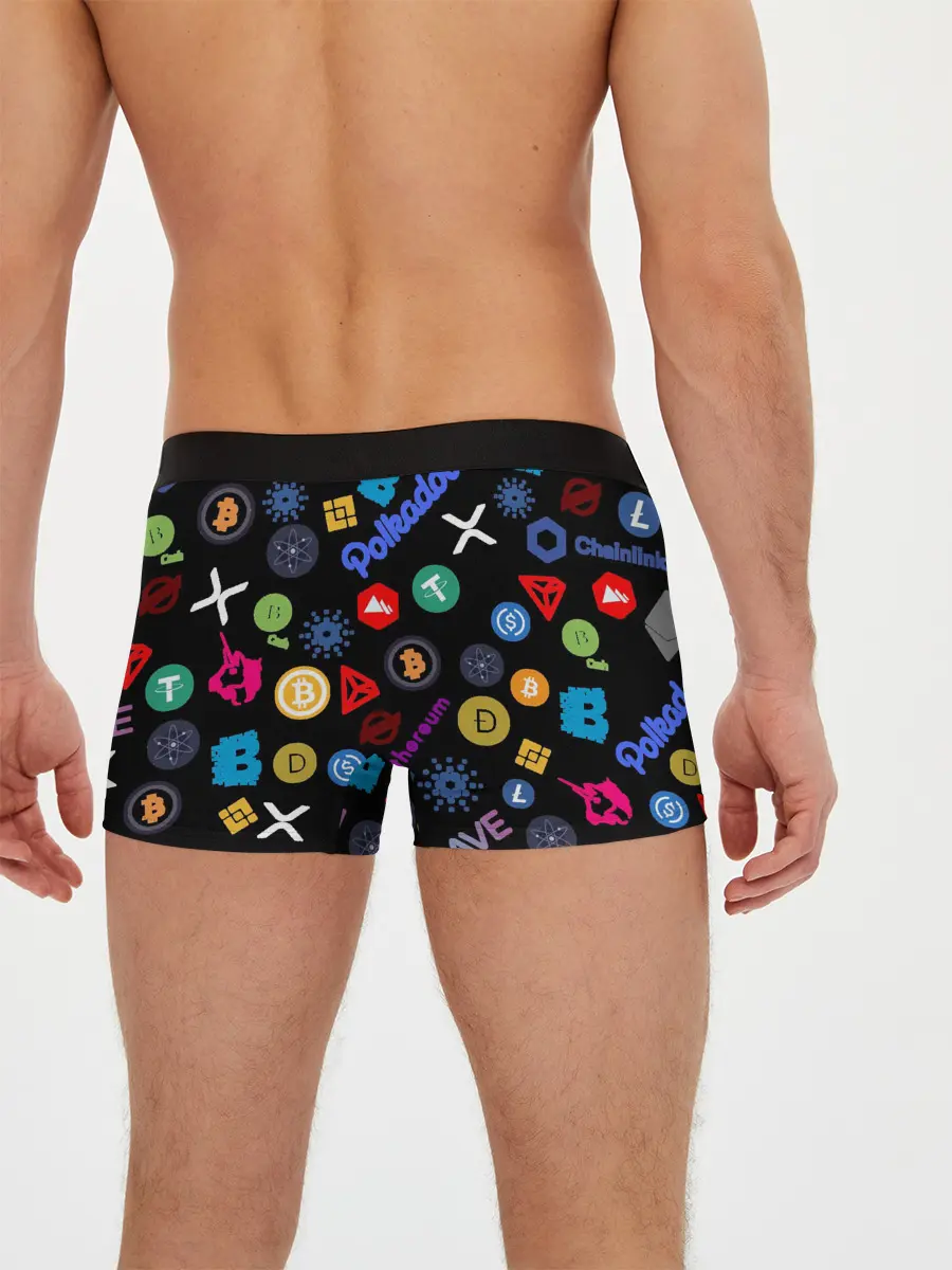 Мужские трусы боксеры / ЛОГОТИПЫ КРИПТОВАЛЮТ | CRYPTOCURRENCIES
