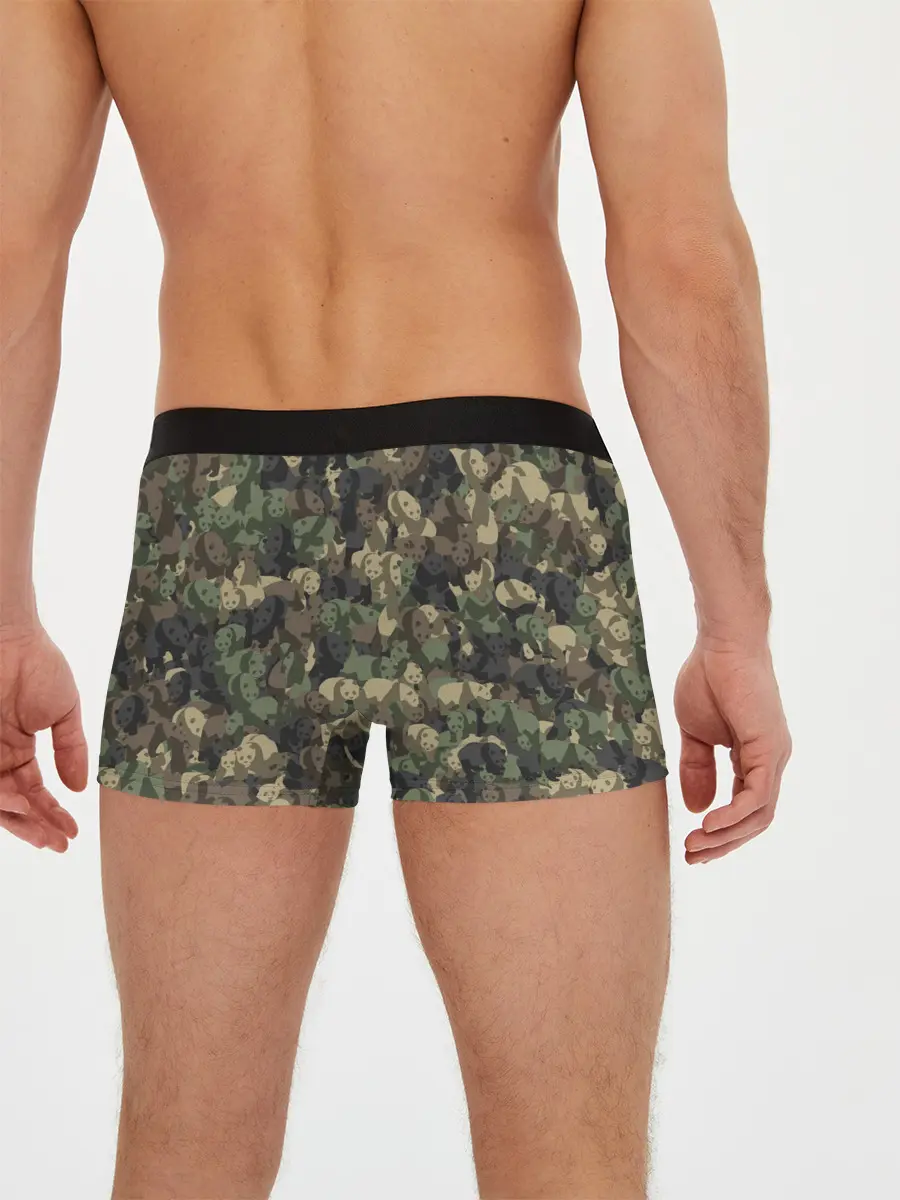 Мужские трусы боксеры / Камуфляж с пандами
