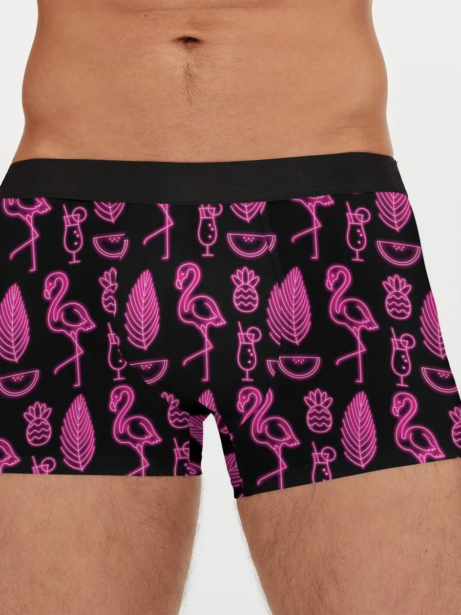 Мужские трусы боксеры / Светящийся фламинго