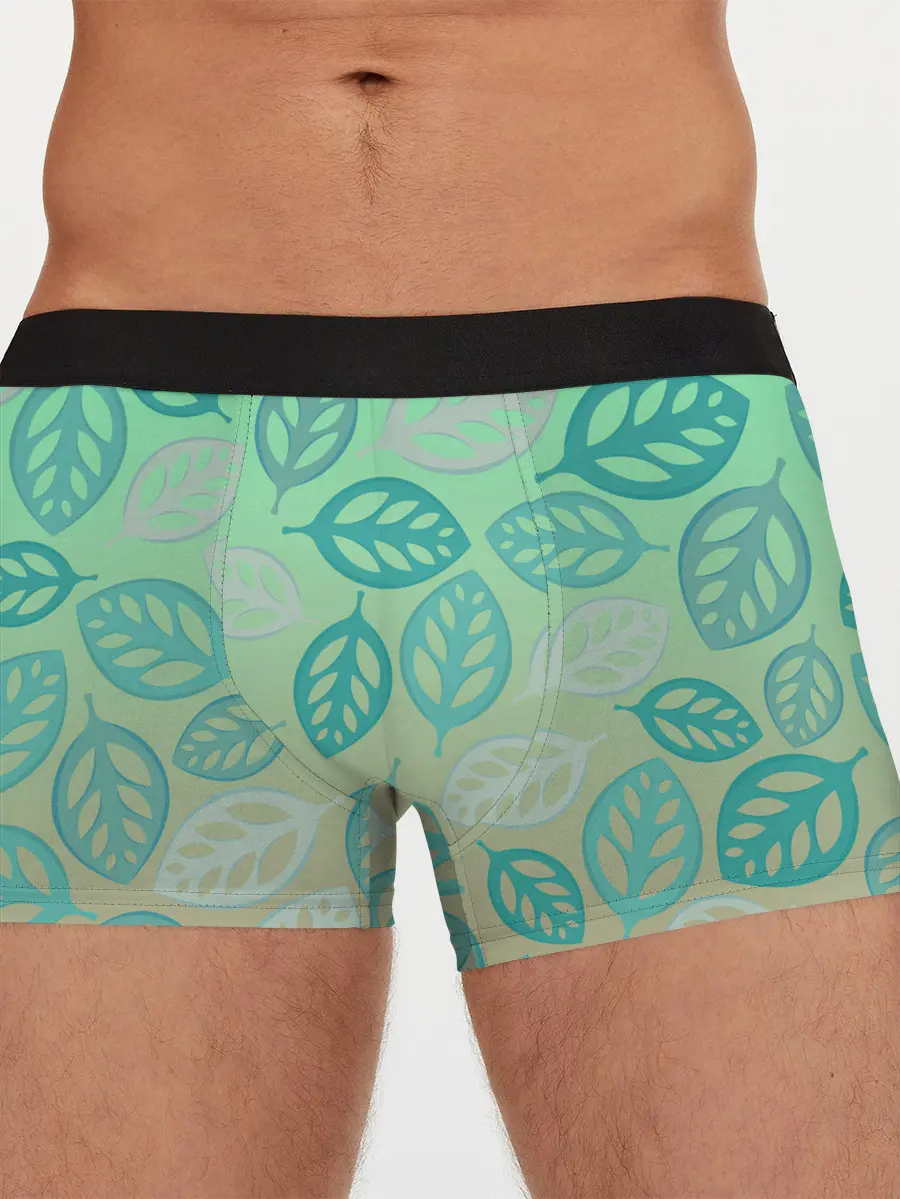 Мужские трусы боксеры / узор из листиков