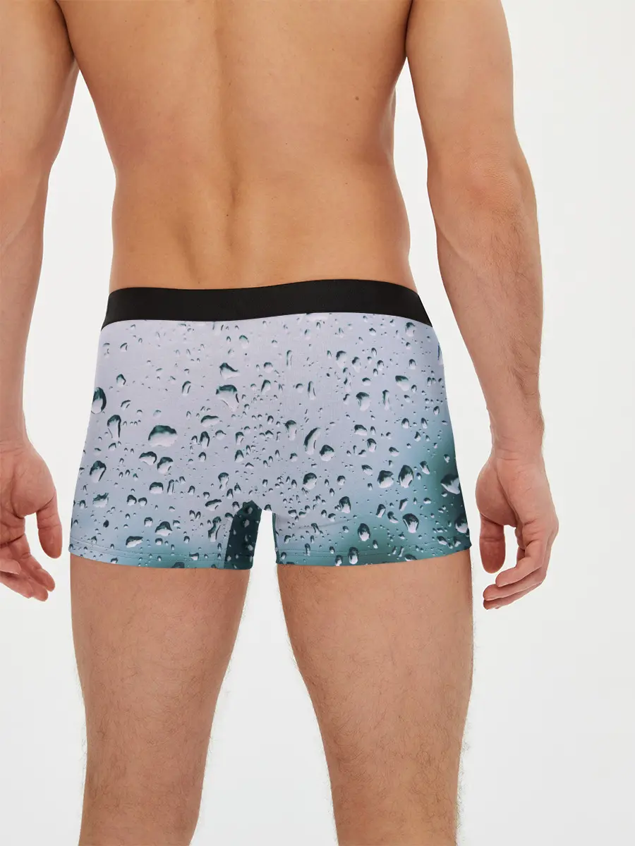 Мужские трусы боксеры / Капли окно стекло дождь серо