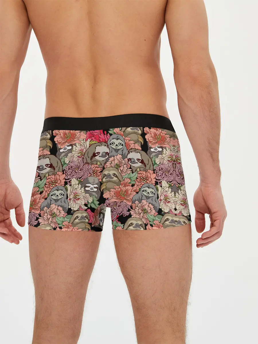 Мужские трусы боксеры / Ленивец & Цветочки