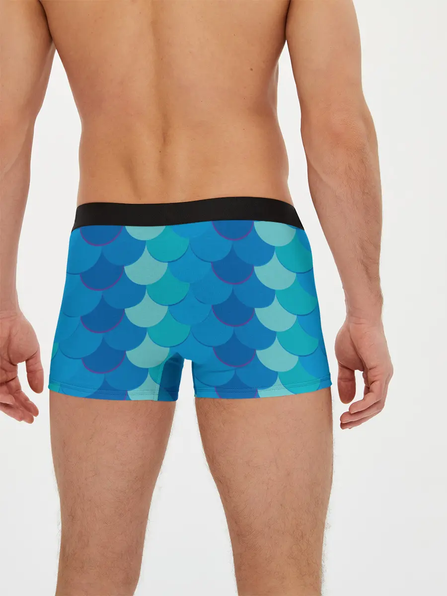 Мужские трусы боксеры / Синяя чешуя рыбы