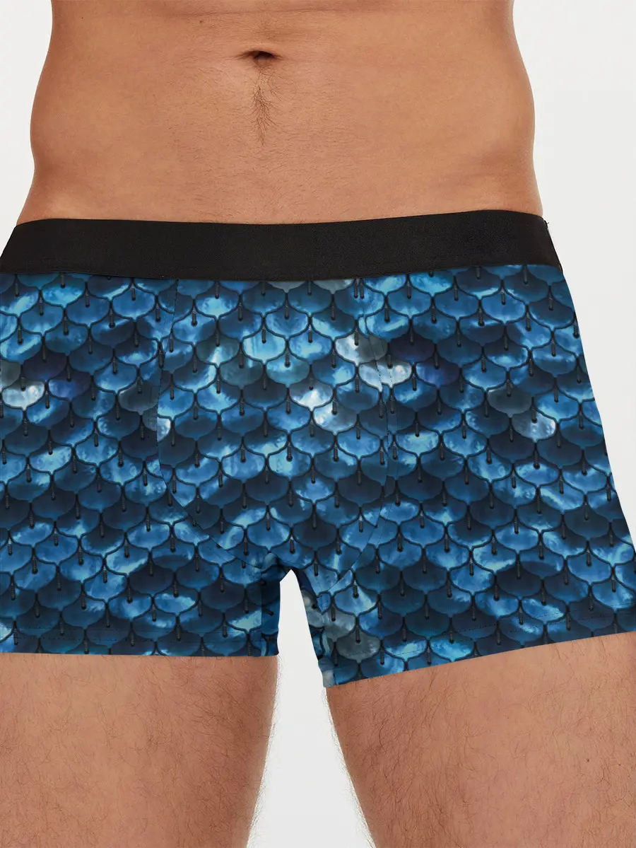 Мужские трусы боксеры / Синяя чешуя