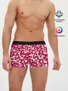 Мужские трусы боксеры / Бело-красный цветочный