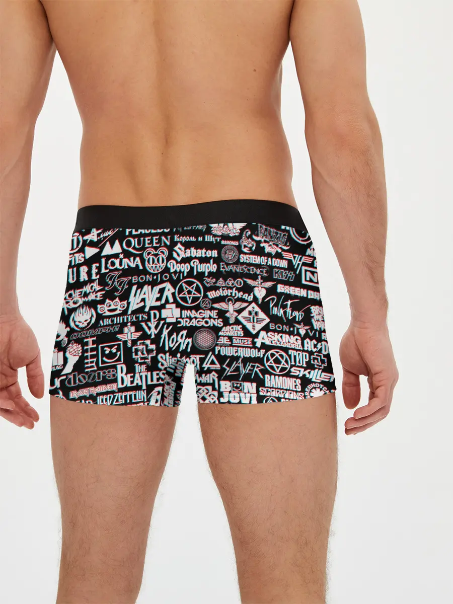 Мужские трусы боксеры / ЛОГОТИПЫ РОК ГРУПП GLITCH
