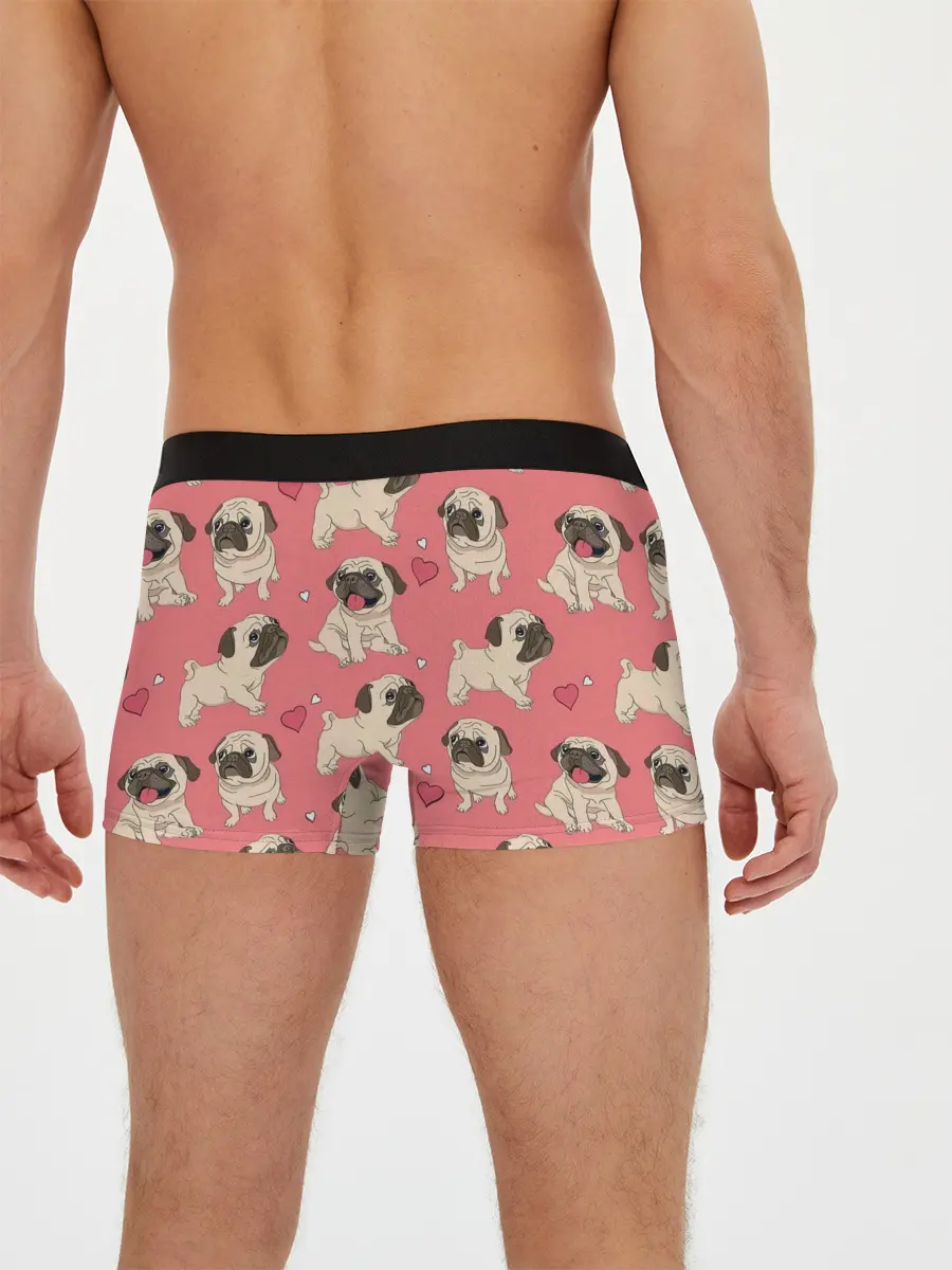 Мужские трусы боксеры / Мопсики и Сердечки