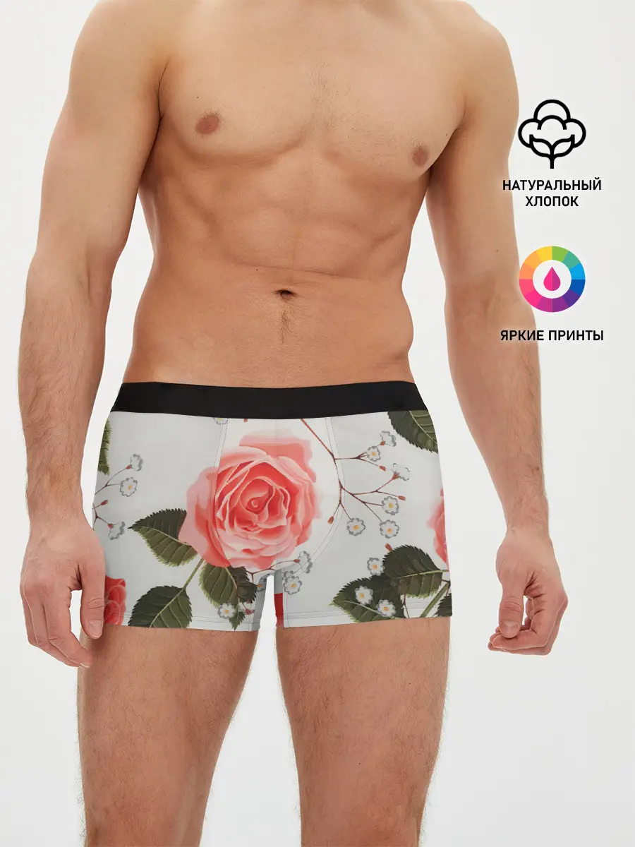 Мужские трусы боксеры / Нежные розы