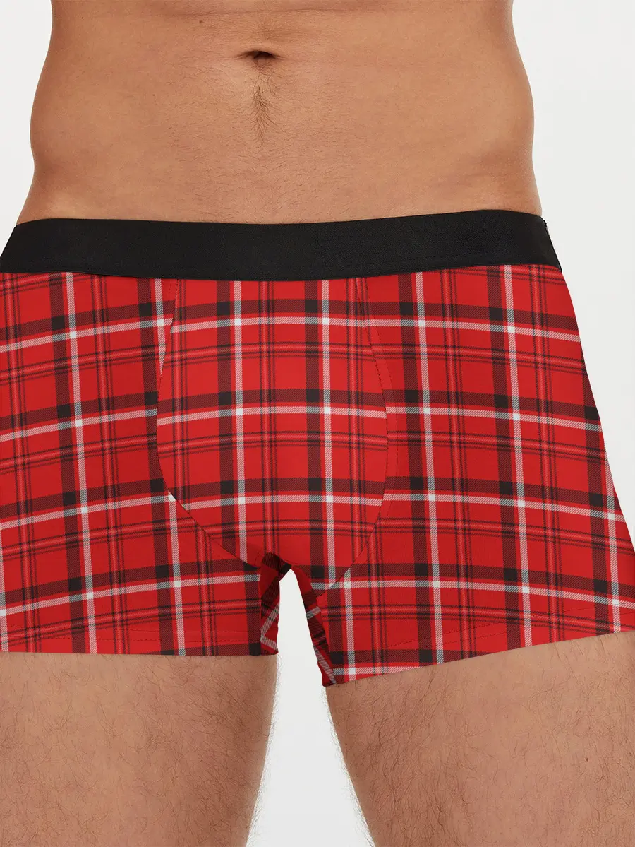 Мужские трусы боксеры / Красная клеточка