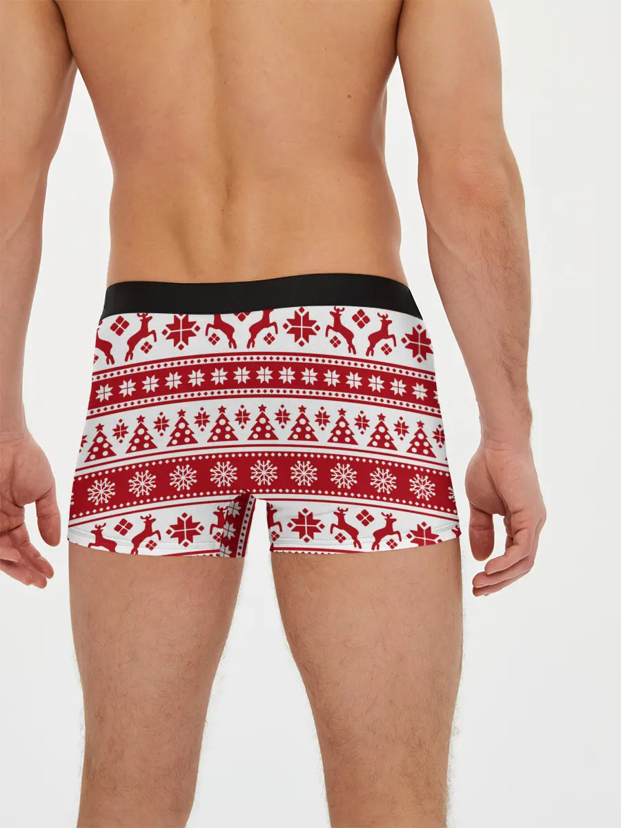 Мужские трусы боксеры / Новый Год | Олени и снежинки