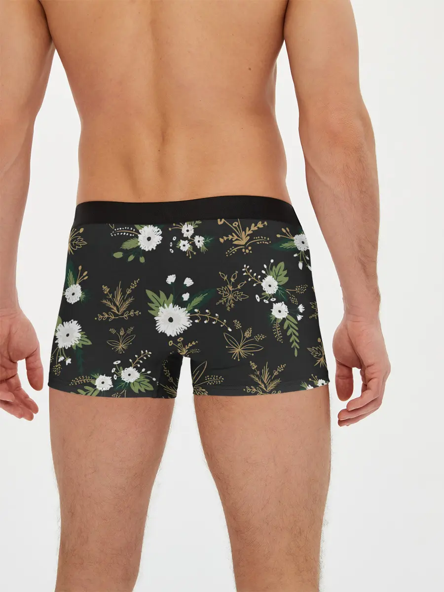 Мужские трусы боксеры / Белые хризантемы