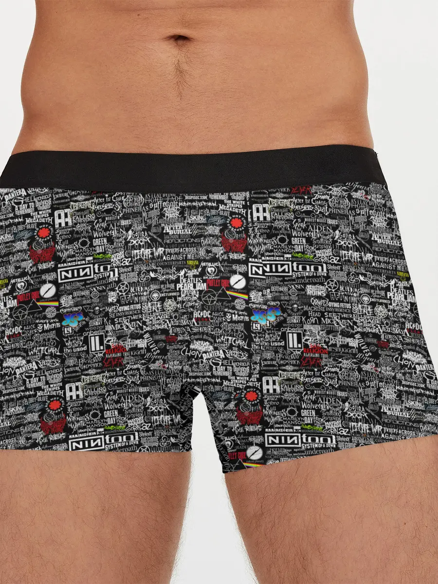 Мужские трусы боксеры / ЛОГОТИПЫ РОК ГРУПП
