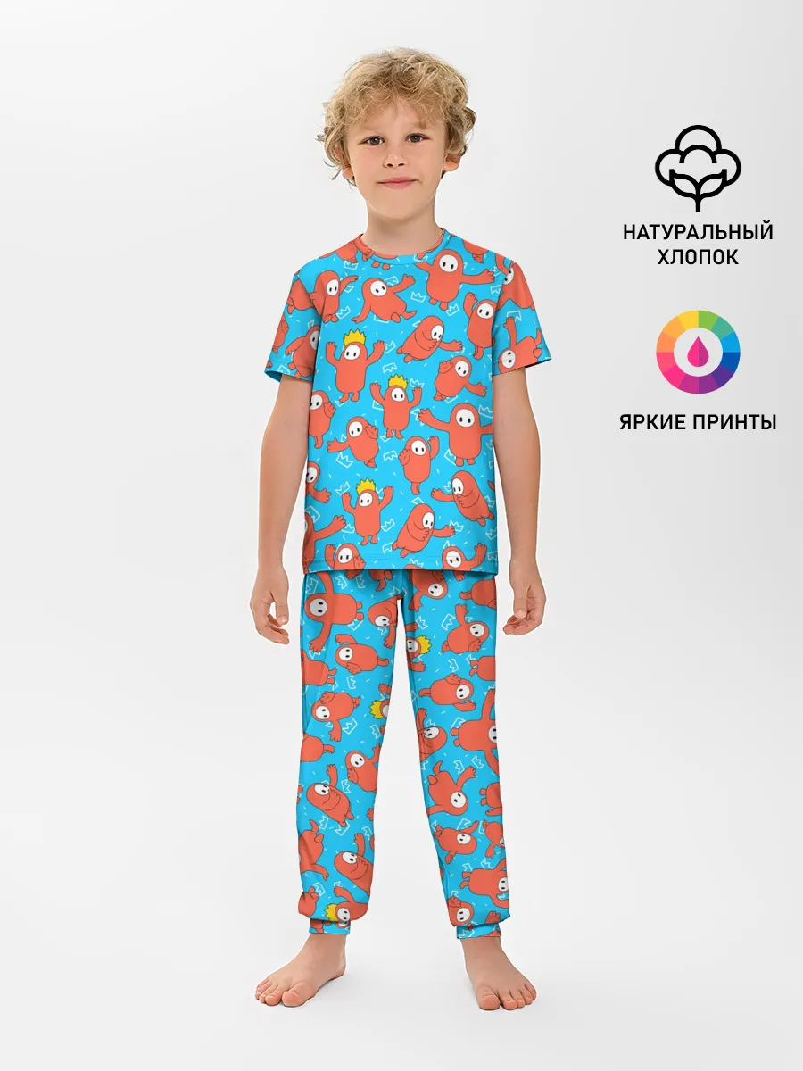Детская пижама с брюками / Fall guys red