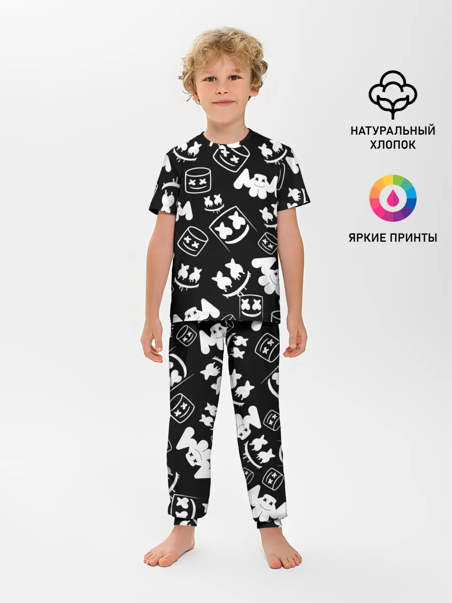 Детская пижама с брюками / Marshmello ЧБ