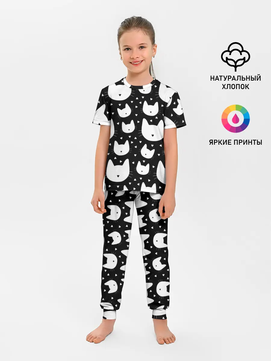 Детская пижама с брюками / Love Cats Pattern