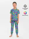 Детская пижама с брюками / Неоновый яркий абстрактный узо