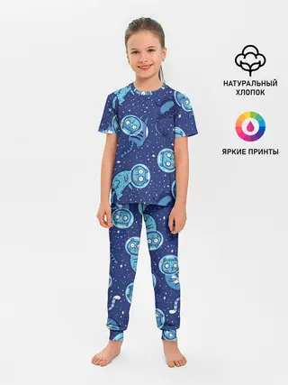 Детская пижама с брюками / Кот Космонавт