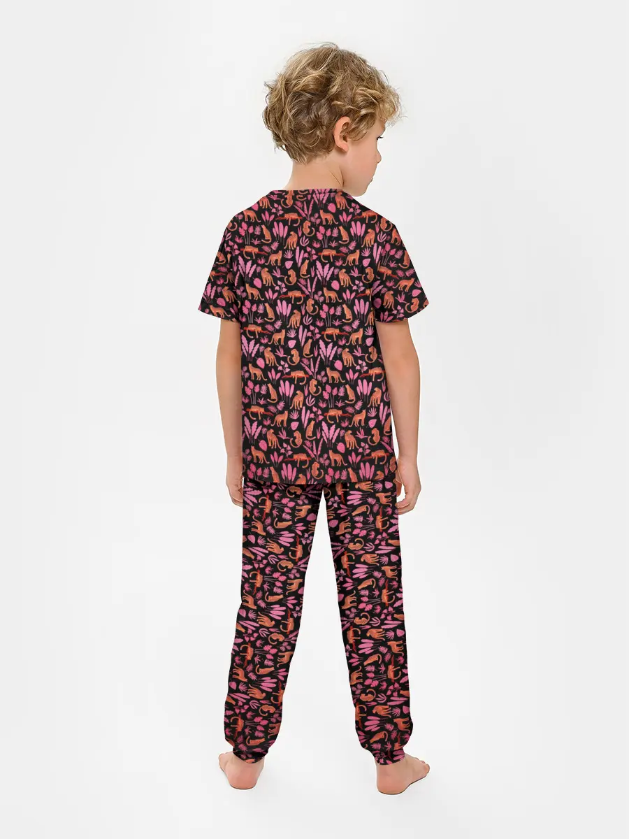 Детская пижама с брюками / ГЕПАРД В ЛИСТВЕ