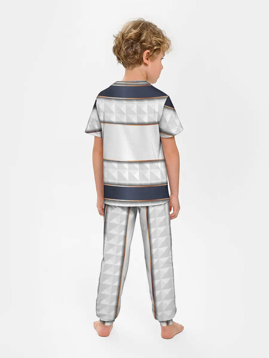 Детская пижама с брюками / White 3d lines