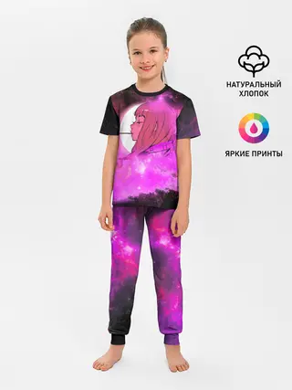 Детская пижама с брюками / Аниме Девушка | Розовый Космос