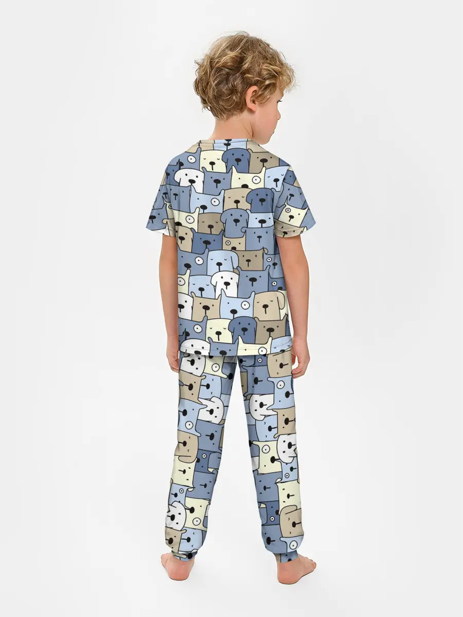 Детская пижама с брюками / Собачки рисунок паттерном