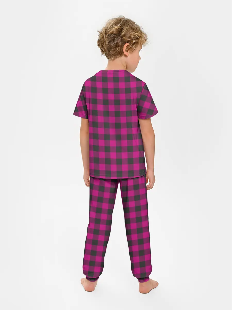Детская пижама с брюками / Розовая клетка
