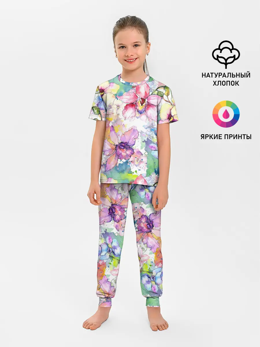 Детская пижама с брюками / Цветы