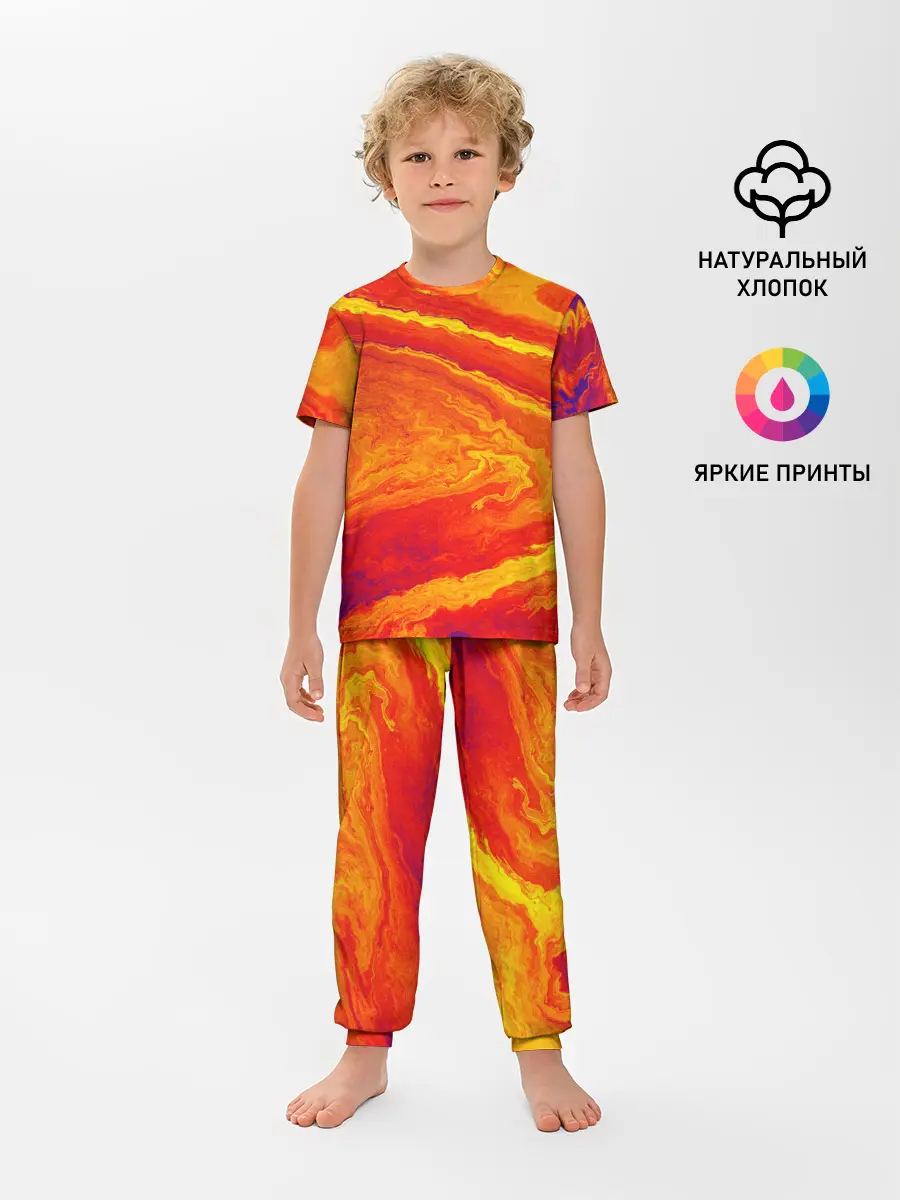 Детская пижама с брюками / ПЯТНО ЮПИТЕРА | ОРАНЖЕВЫЙ ГРАНЖ