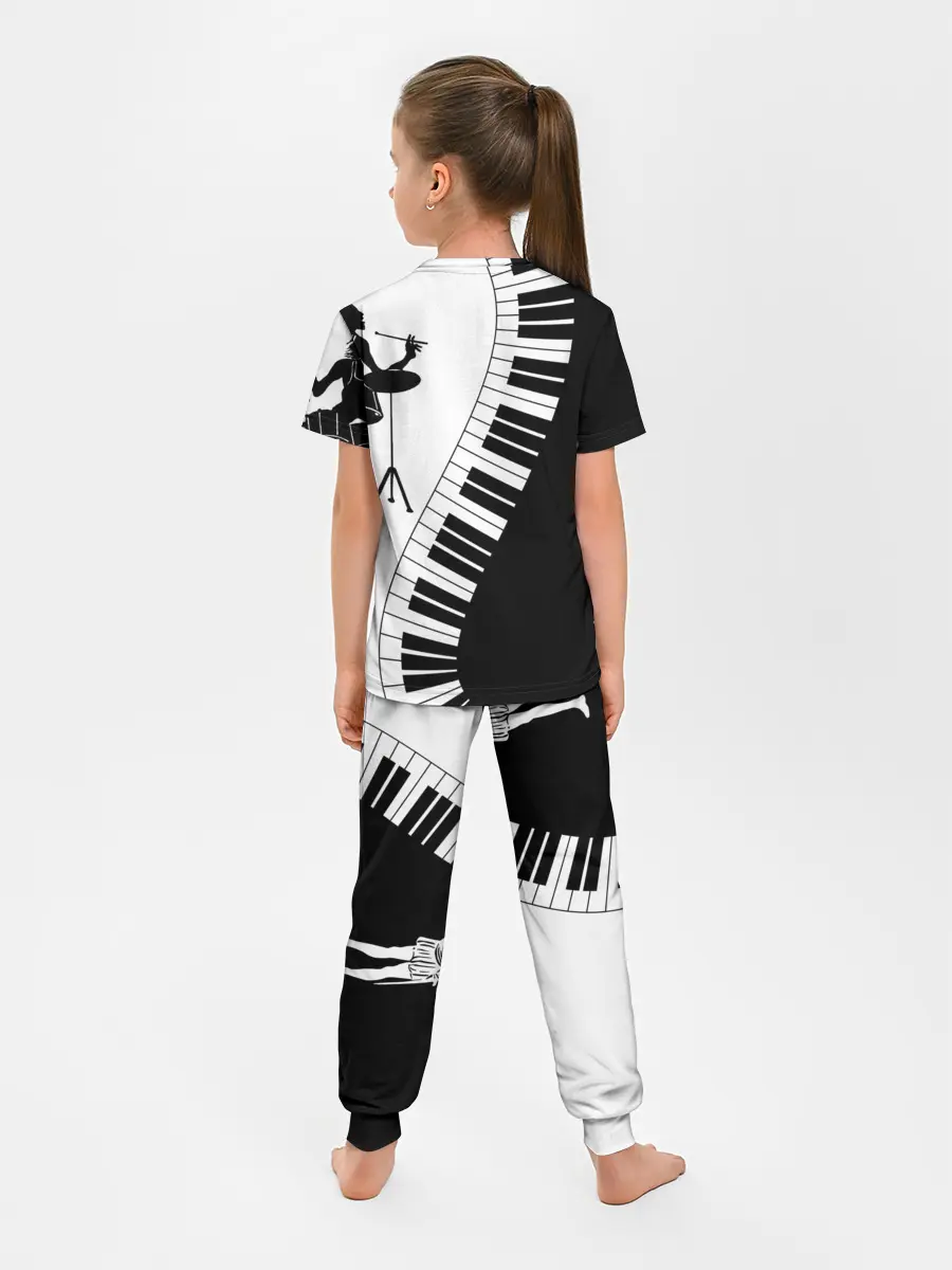 Детская пижама с брюками / Черно Белое пианино