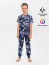 Детская пижама с брюками / Синий камуфляж в клетку