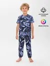 Детская пижама с брюками / Синий камуфляж в клетку