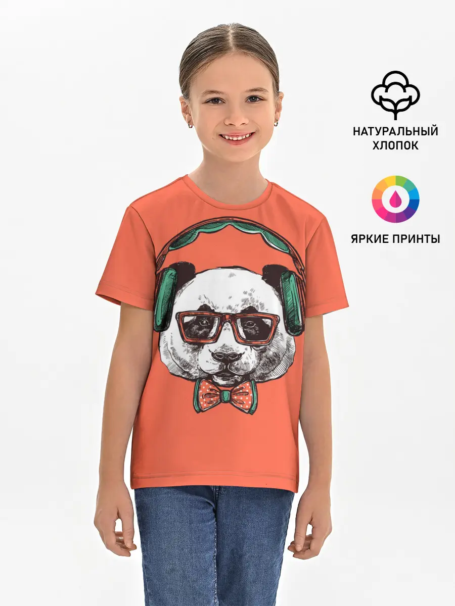 Детская базовая футболка / панда-меломан
